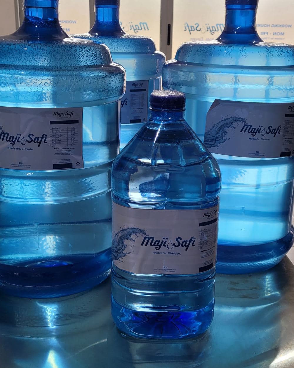 Maji Safi 20-litre jars at the Lukuli Road plant